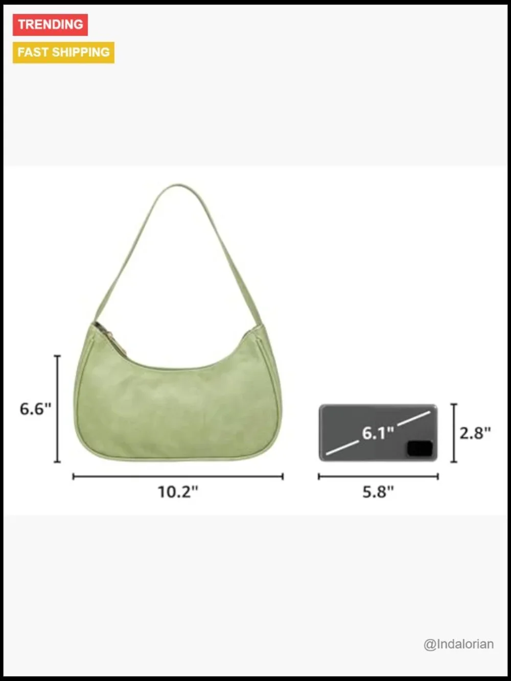 Vegan Leather Hobo Sling Tote Handbag with Zipper Closure